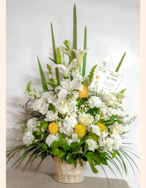 ramo elegante flores condolencia luto floristeria funerarias bogota