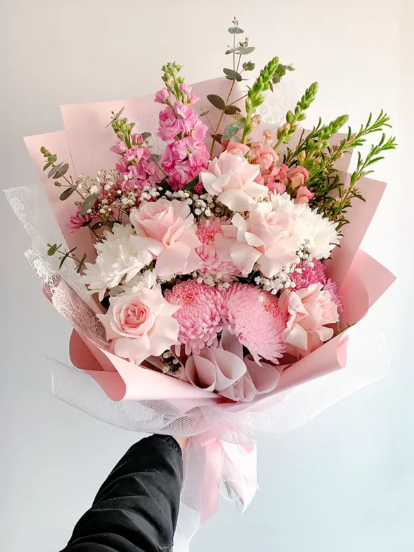 Bouquet de Flores Beauté bouquet de flores beaute rosas rosadas crisantemos claveles floristeria hechizos de amor